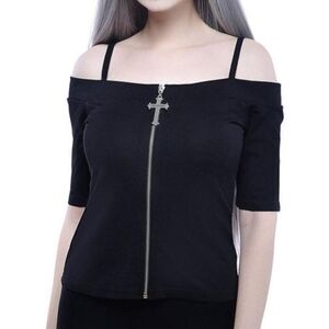 SOLD: Killstar Don't Cross Me Zipper Top, XL